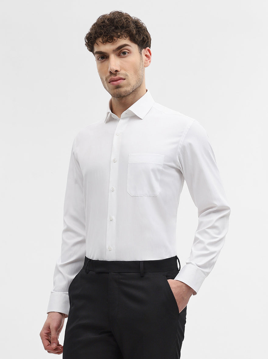 White Solid Slim Fit Formal Shirt | Greenfibre