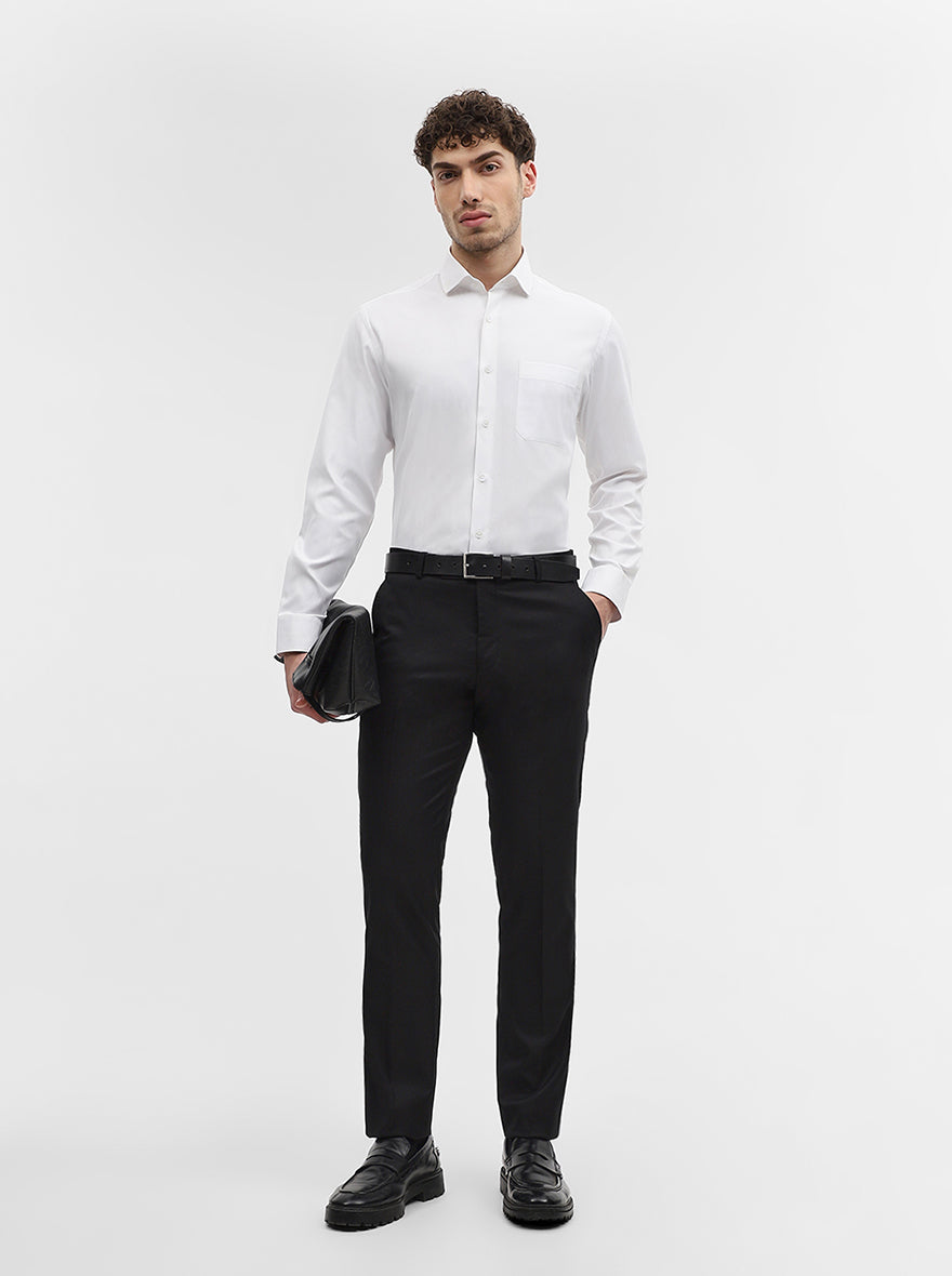 White Solid Slim Fit Formal Shirt | Greenfibre