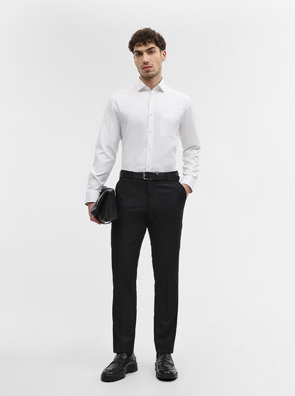 White Solid Slim Fit Formal Shirt | Greenfibre