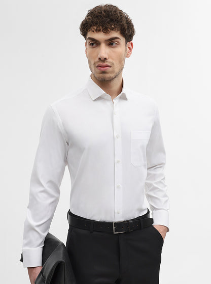 White Solid Slim Fit Formal Shirt | Greenfibre