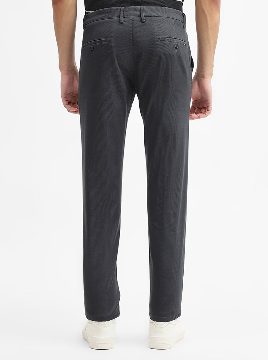 Dark Grey Checked Super Slim Fit Casual Trouser | Greenfibre