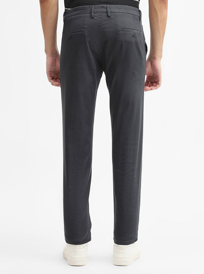 Dark Grey Checked Super Slim Fit Casual Trouser | Greenfibre