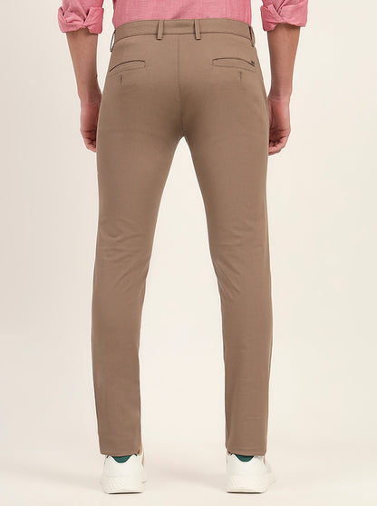 Light Brown Printed Super Slim Fit Casual Trouser | Greenfibre