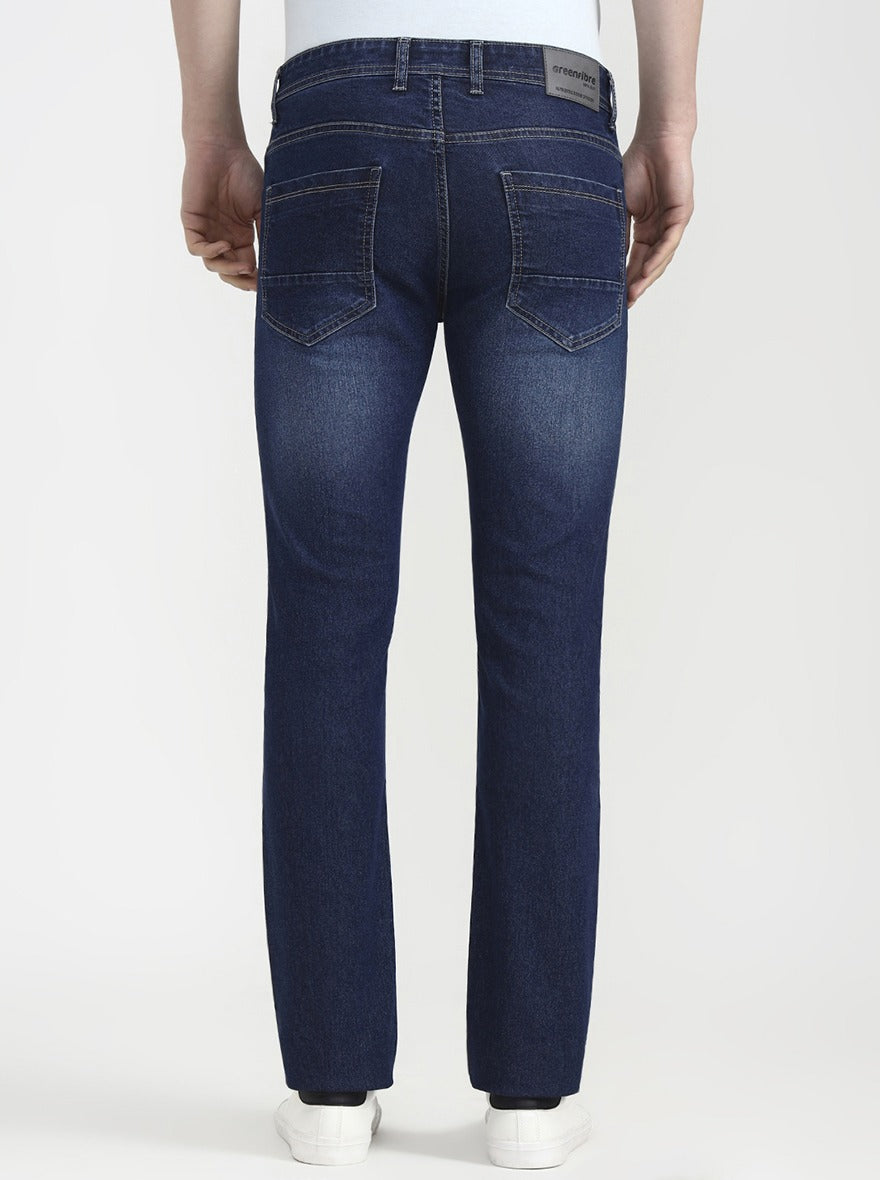 Mid Denim Blue Washed Narrow Fit Jeans | Greenfibre