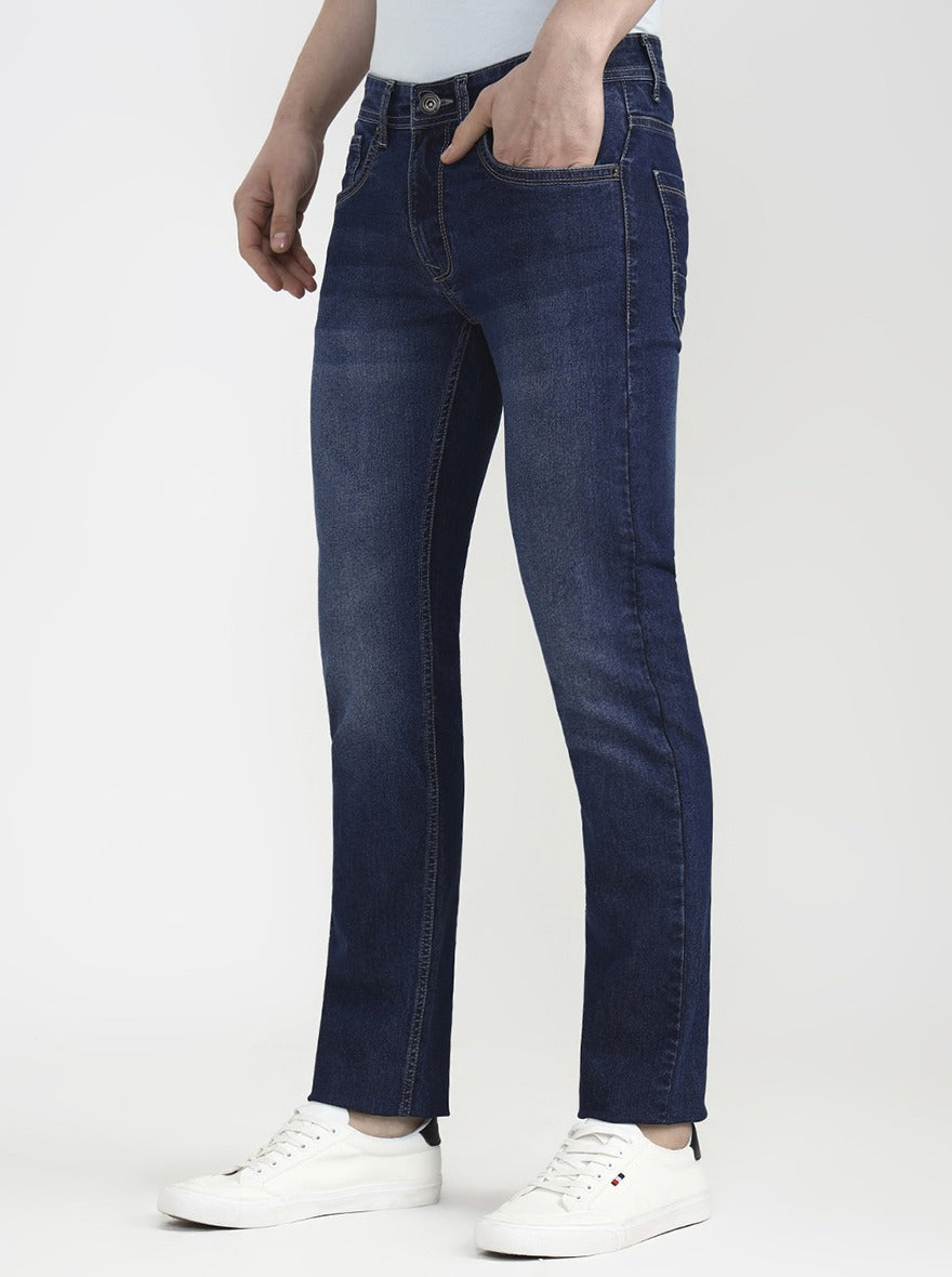 Mid Denim Blue Washed Narrow Fit Jeans | Greenfibre
