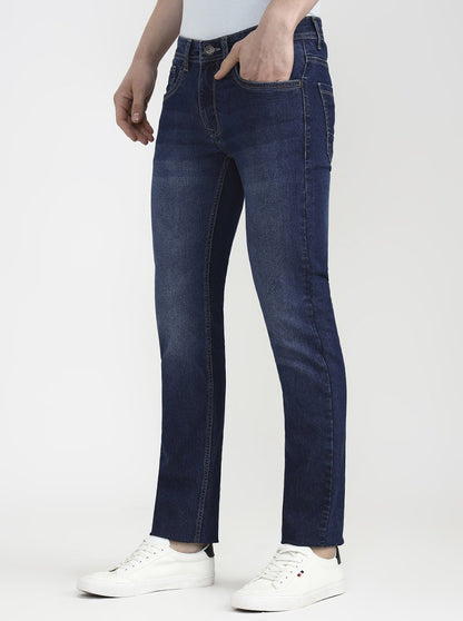 Mid Denim Blue Washed Narrow Fit Jeans | Greenfibre