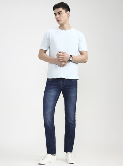 Mid Denim Blue Washed Narrow Fit Jeans | Greenfibre