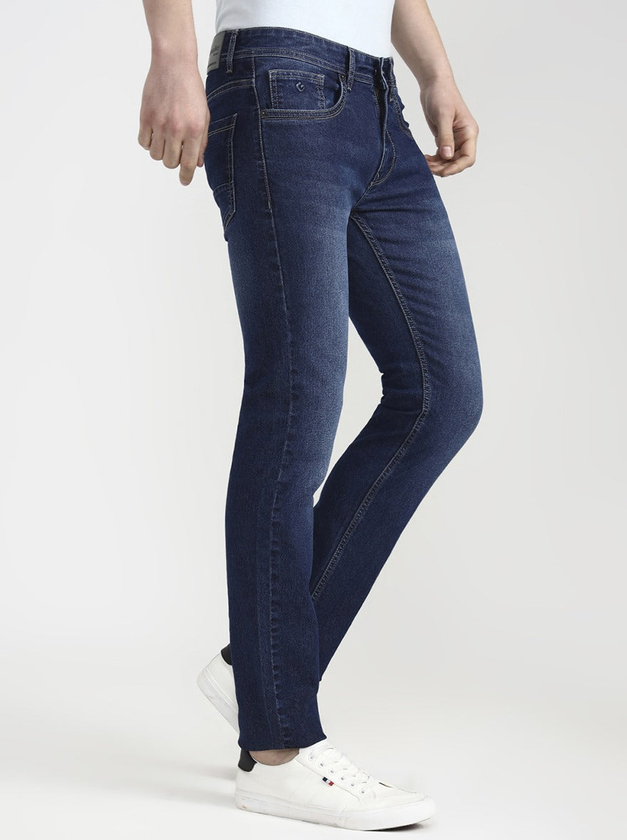 Mid Denim Blue Washed Narrow Fit Jeans | Greenfibre