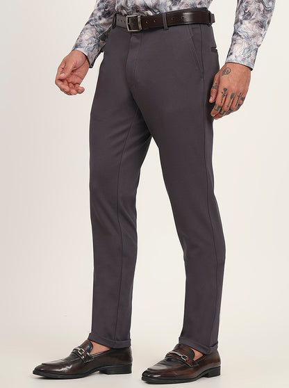 Dark Grey Solid Slim Fit Club Wear Trouser | JB Studio