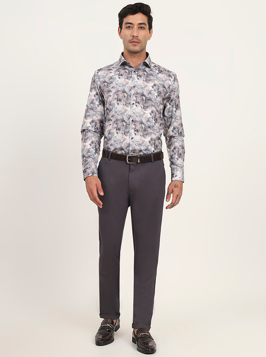 Dark Grey Solid Slim Fit Club Wear Trouser | JB Studio
