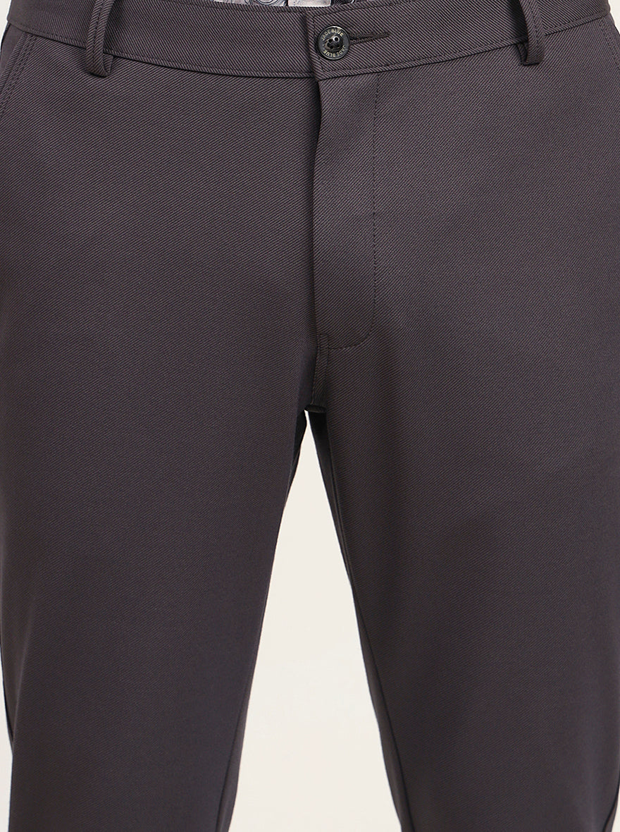 Dark Grey Solid Slim Fit Club Wear Trouser | JB Studio