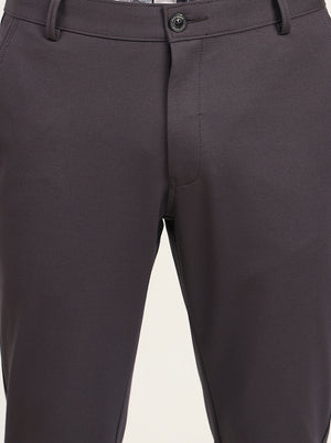 Dark Grey Solid Slim Fit Club Wear Trouser | JB Studio