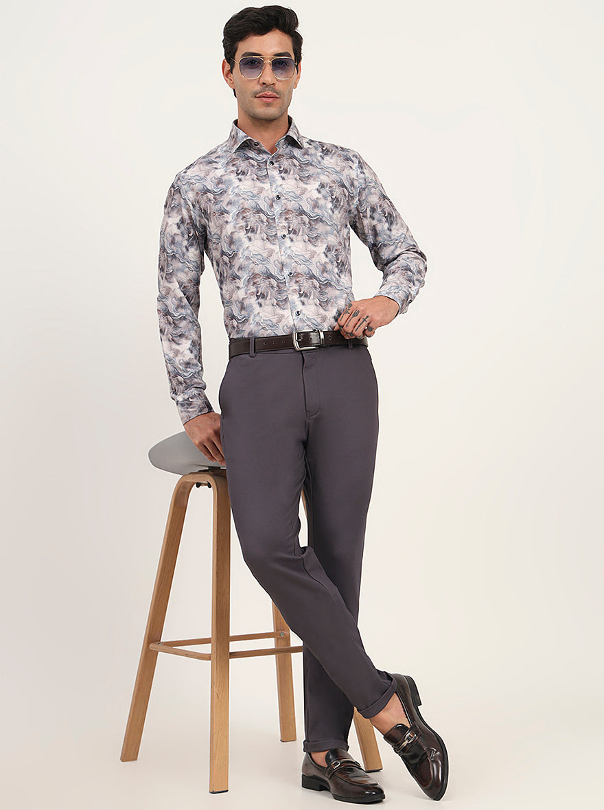 Dark Grey Solid Slim Fit Club Wear Trouser | JB Studio