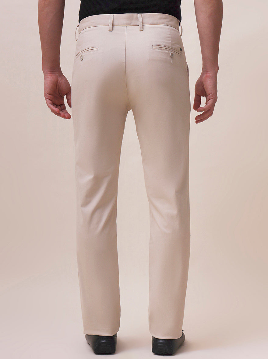 Fawn Solid Uno Fit Casual Trouser | JadeBlue