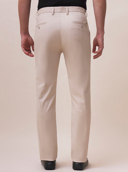 Fawn Solid Uno Fit Casual Trouser | JadeBlue
