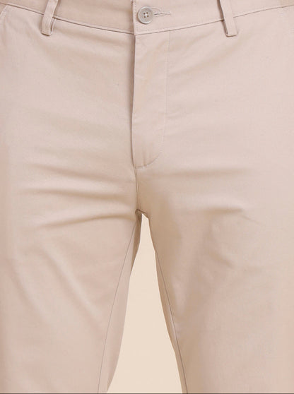 Fawn Solid Uno Fit Casual Trouser | JadeBlue