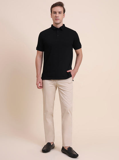 Fawn Solid Uno Fit Casual Trouser | JadeBlue