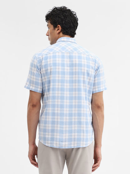 Blue Checked Smart Fit Semi Casual Shirt | Greenfibre