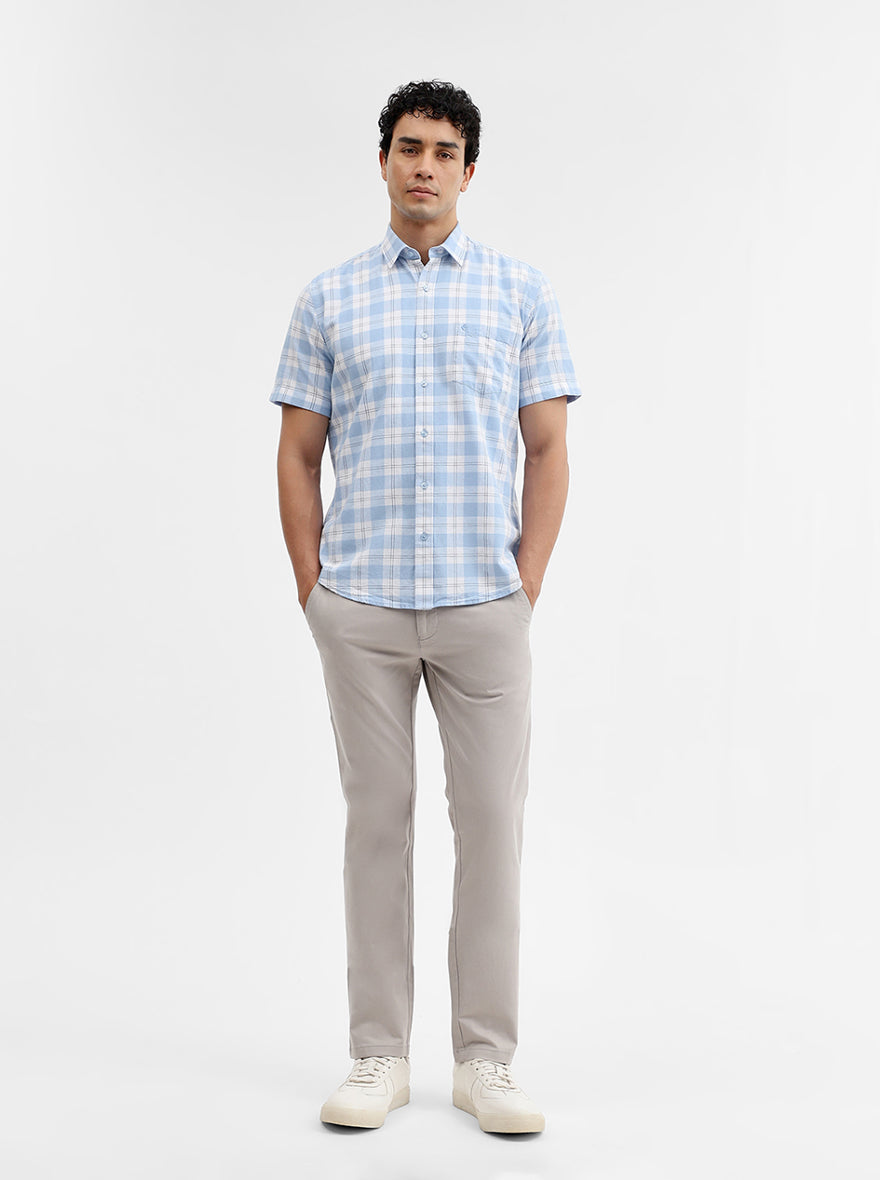 Blue Checked Smart Fit Semi Casual Shirt | Greenfibre