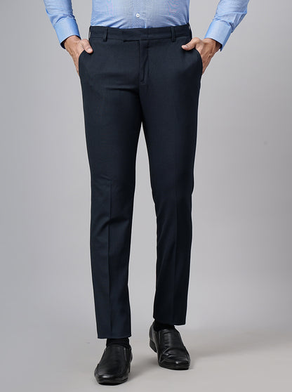 Navy Blue Solid Super Slim Fit Formal Trouser | JadeBlue Youth