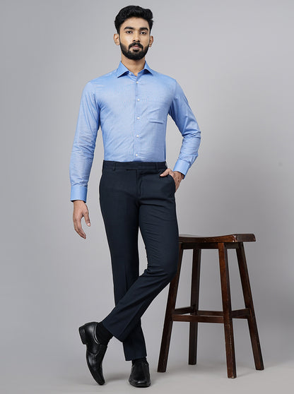 Navy Blue Solid Super Slim Fit Formal Trouser | JadeBlue Youth