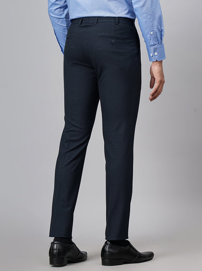 Navy Blue Solid Super Slim Fit Formal Trouser | JadeBlue Youth
