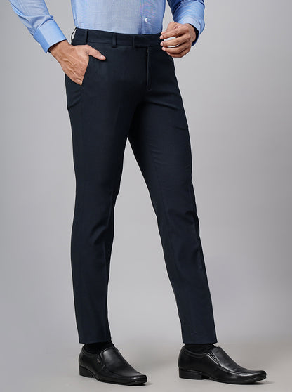 Navy Blue Solid Super Slim Fit Formal Trouser | JadeBlue Youth