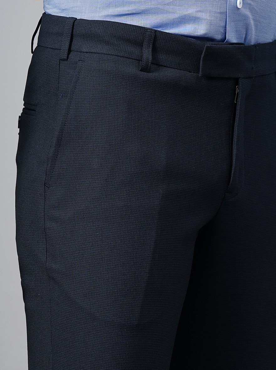 Navy Blue Solid Super Slim Fit Formal Trouser | JadeBlue Youth