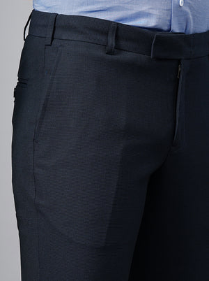 Navy Blue Solid Super Slim Fit Formal Trouser | JadeBlue Youth