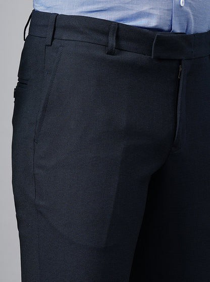 Navy Blue Solid Super Slim Fit Formal Trouser | JadeBlue Youth