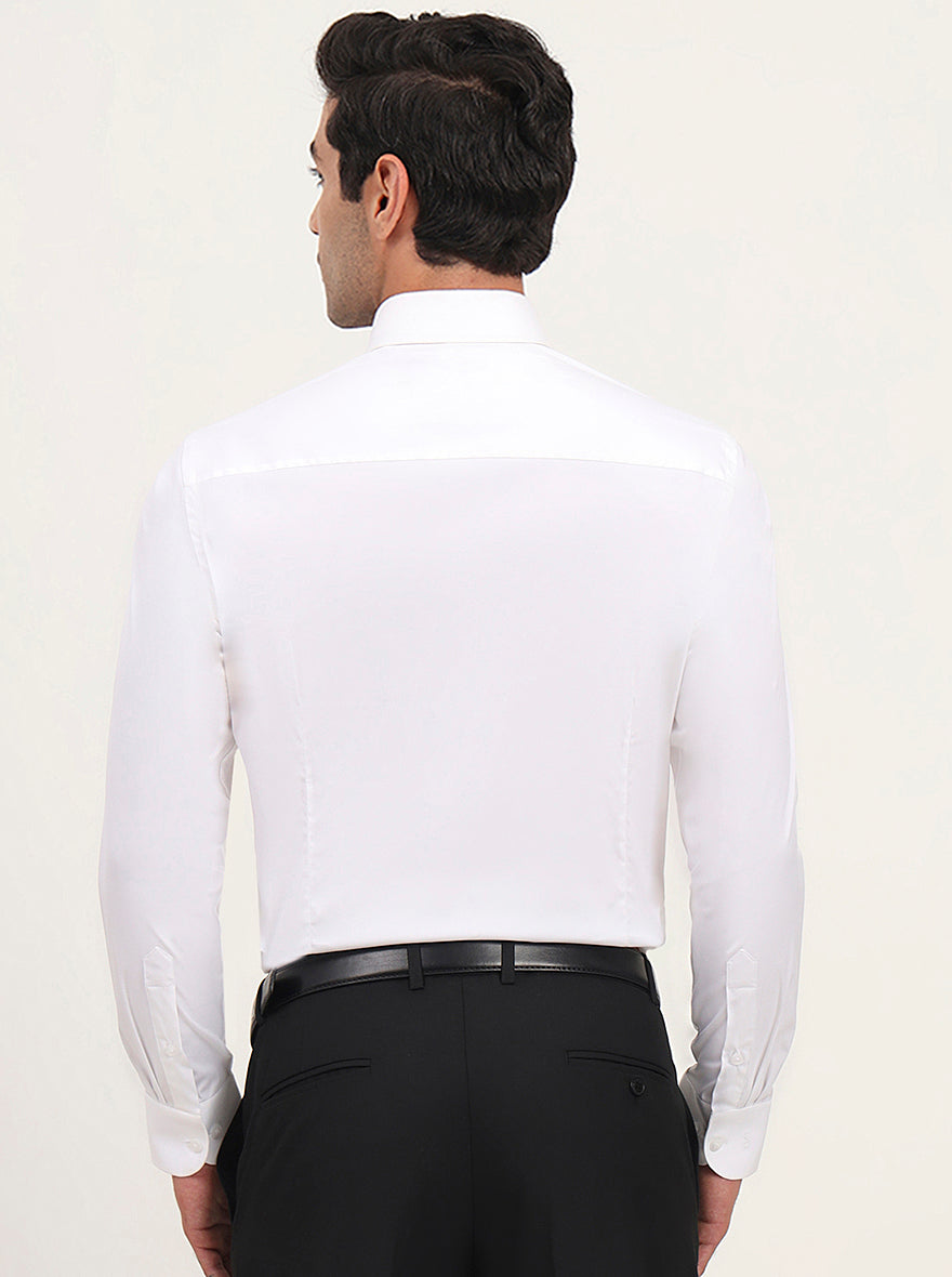 White Solid Slim Fit Formal Shirt | Metal