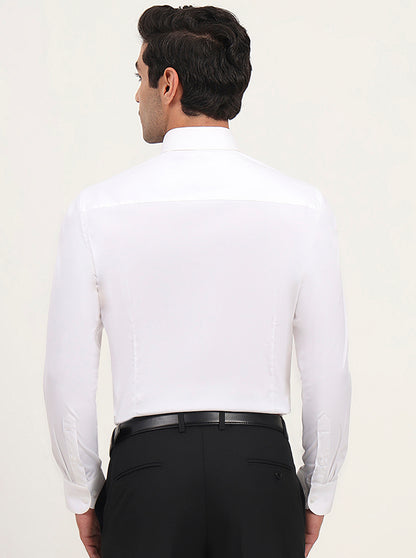 White Solid Slim Fit Formal Shirt | Metal