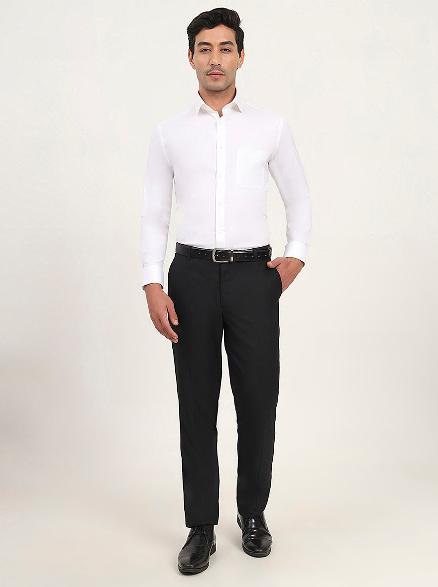 White Solid Slim Fit Formal Shirt | Metal