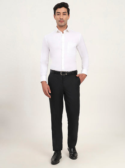 White Solid Slim Fit Formal Shirt | Metal