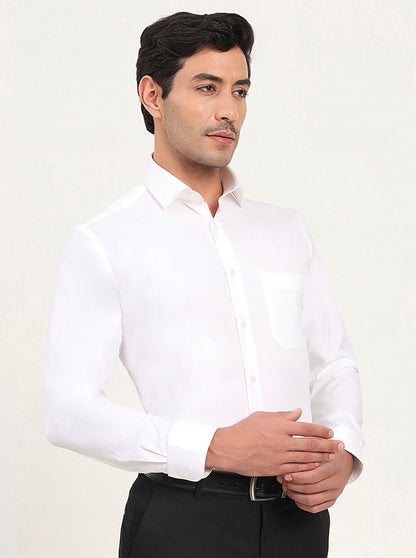 White Solid Slim Fit Formal Shirt | Metal