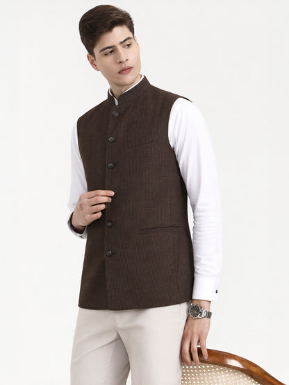 Brown Solid  Modi Jacket | JadeBlue