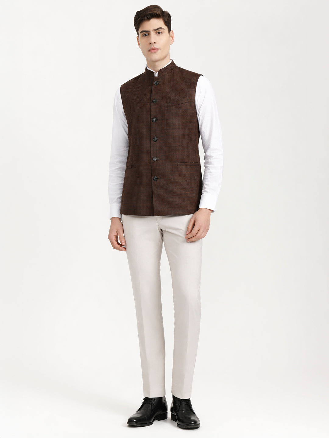 Brown Solid  Modi Jacket | JadeBlue
