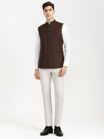 Brown Solid  Modi Jacket | JadeBlue