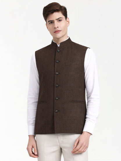 Brown Solid  Modi Jacket | JadeBlue