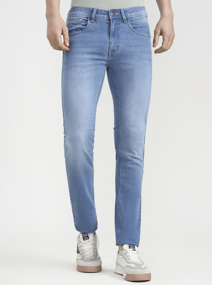 Light Blue Solid Narrow Fit Jeans | Greenfibre