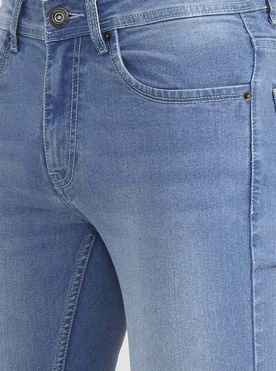 Light Blue Solid Narrow Fit Jeans | Greenfibre