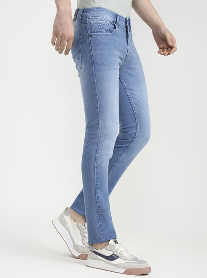 Light Blue Solid Narrow Fit Jeans | Greenfibre