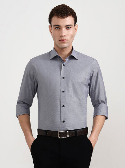 Grey Solid Slim Fit Formal Shirt | Metal