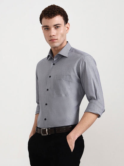 Grey Solid Slim Fit Formal Shirt | Metal