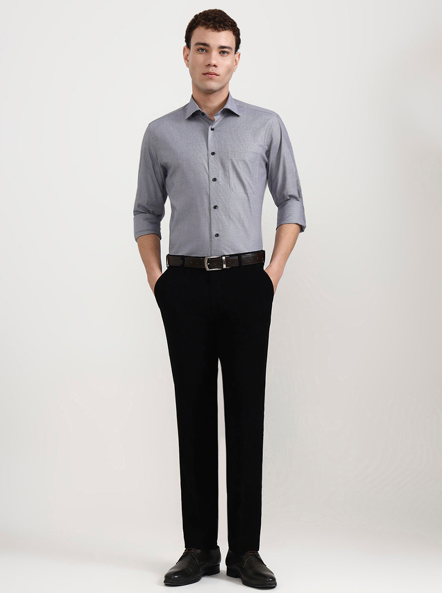Grey Solid Slim Fit Formal Shirt | Metal