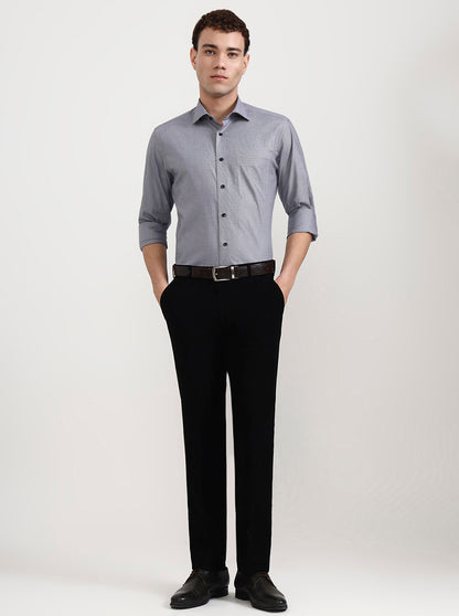 Grey Solid Slim Fit Formal Shirt | Metal