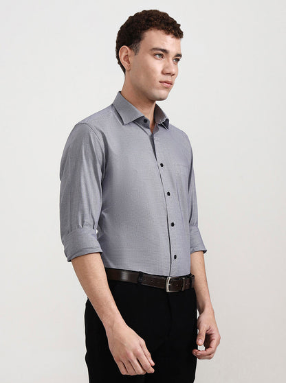 Grey Solid Slim Fit Formal Shirt | Metal