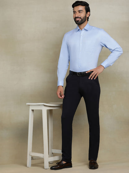 Sky Blue Solid Regular Fit Formal Shirt | JadeBlue