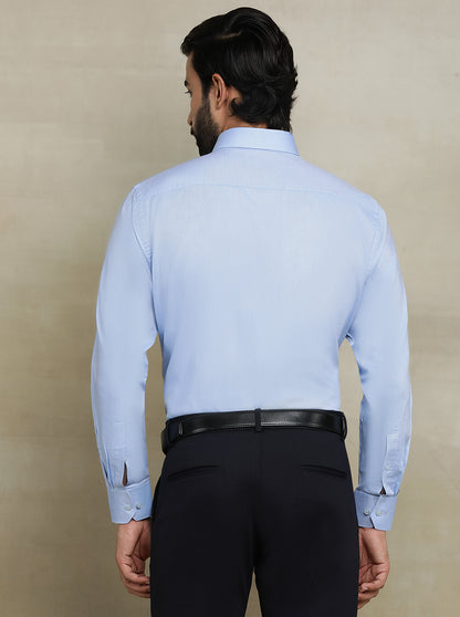 Sky Blue Solid Regular Fit Formal Shirt | JadeBlue