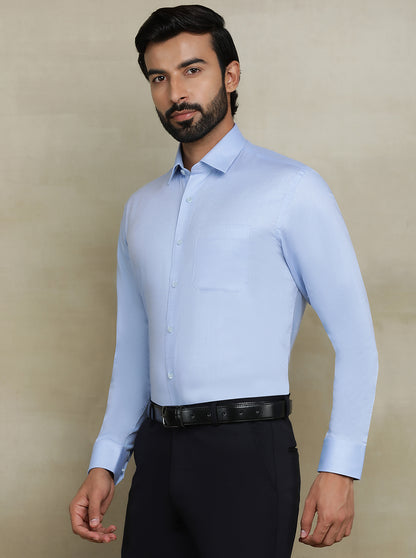 Sky Blue Solid Regular Fit Formal Shirt | JadeBlue